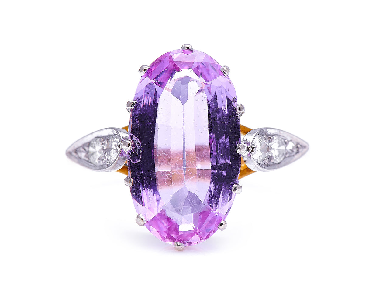 Art Deco, 18ct gold, pink topaz and diamond ring