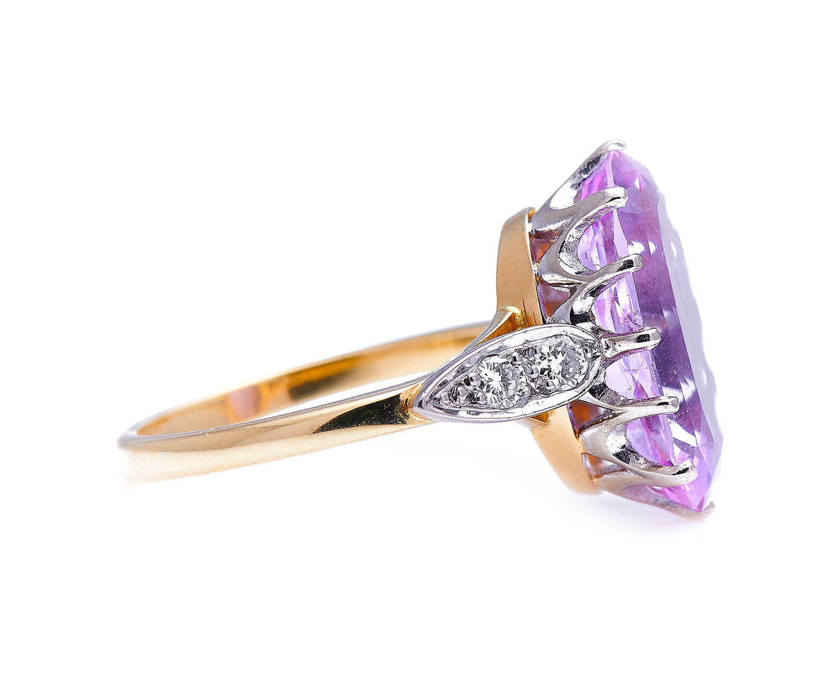 Art Deco, 18ct gold, pink topaz and diamond ring