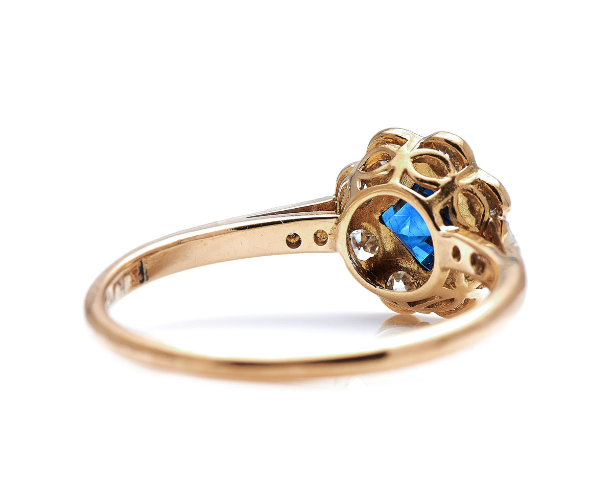 Edwardian, 18ct gold, sapphire and diamond engagement ring