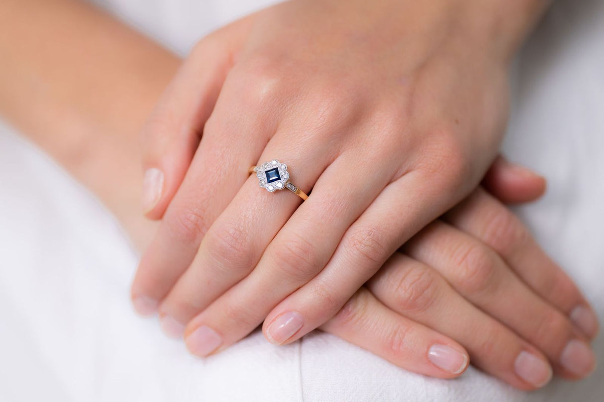 Edwardian, 18ct gold, sapphire and diamond engagement ring