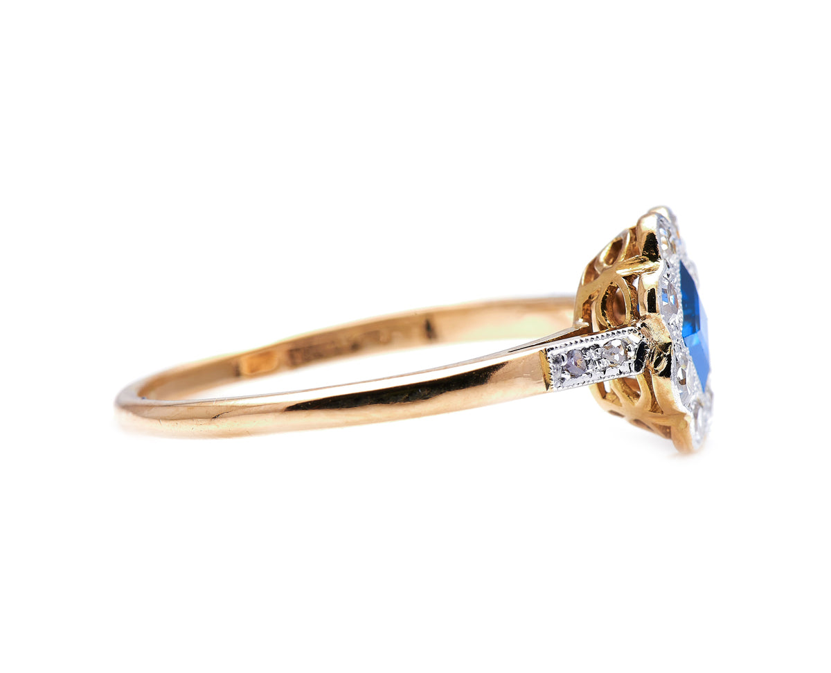 Edwardian, 18ct gold, sapphire and diamond engagement ring