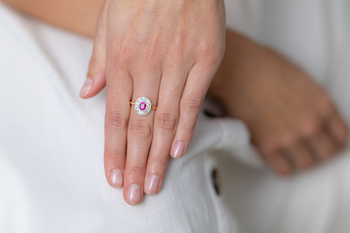 Art Deco, 18ct gold and platinum, ruby and diamond ring