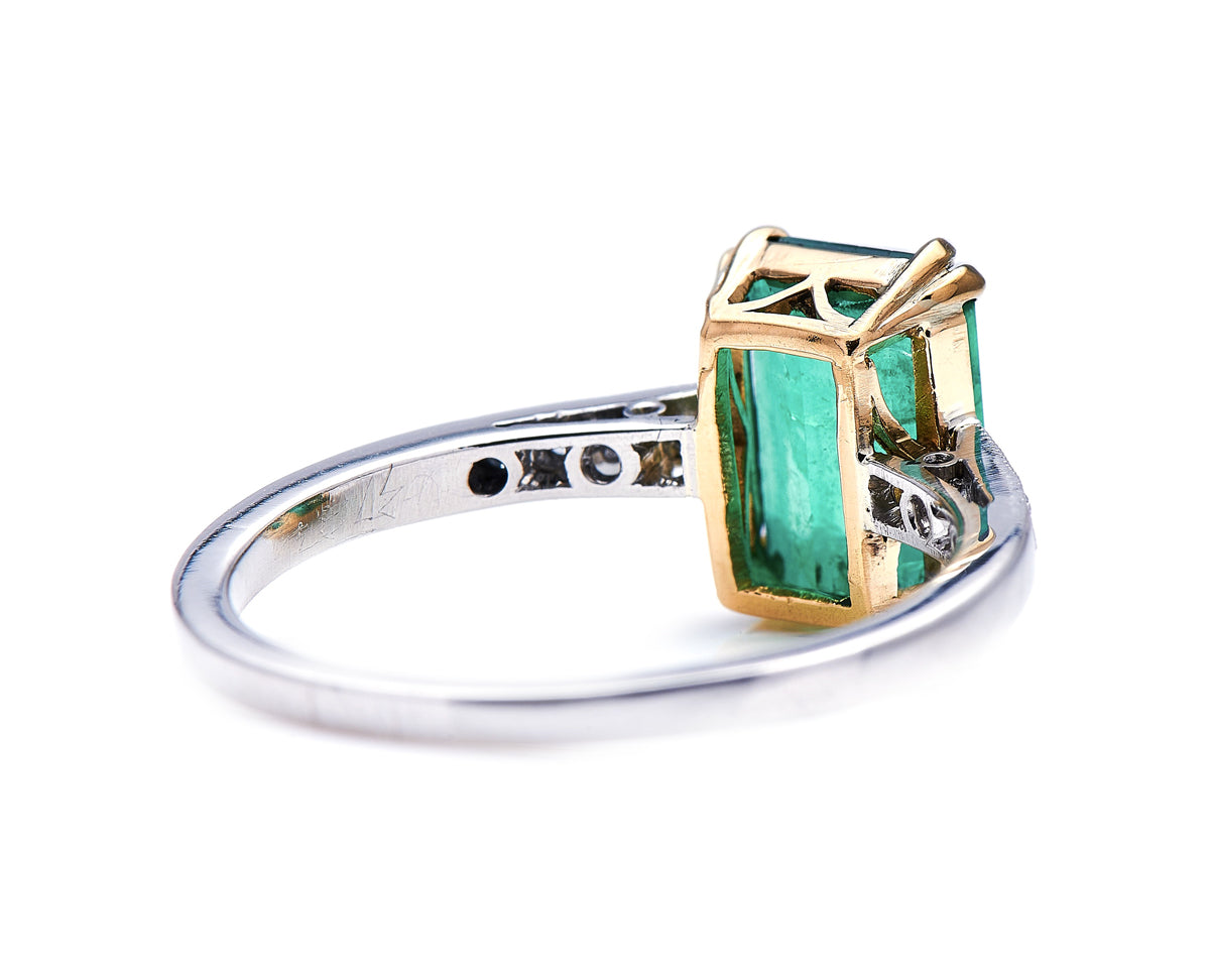 Art Deco, platinum, emerald and diamond ring