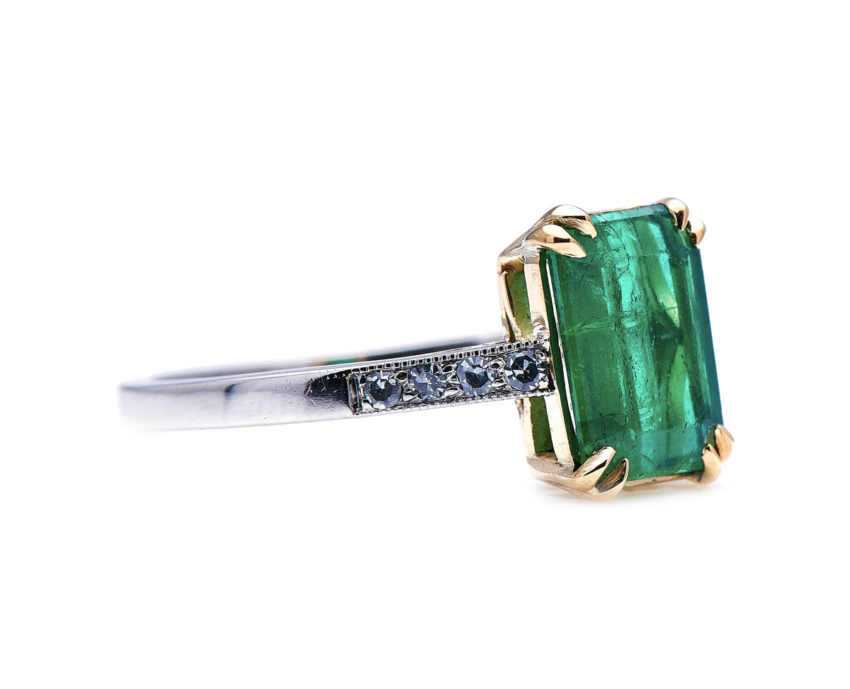 Art Deco, platinum, emerald and diamond ring