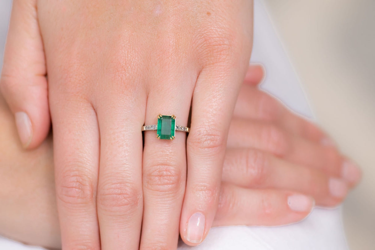 Art Deco, platinum, emerald and diamond ring