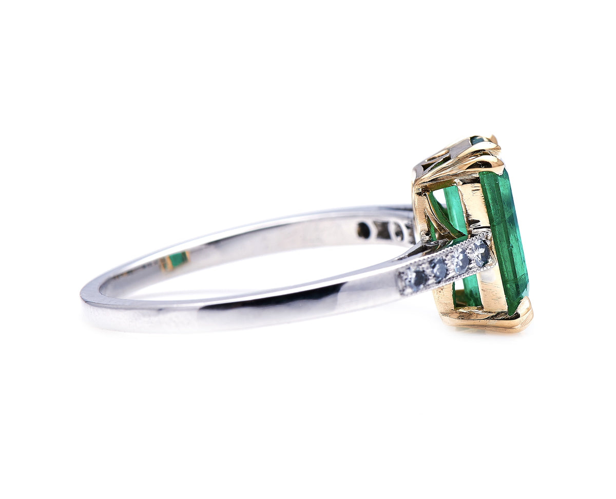 Art Deco, platinum, emerald and diamond ring