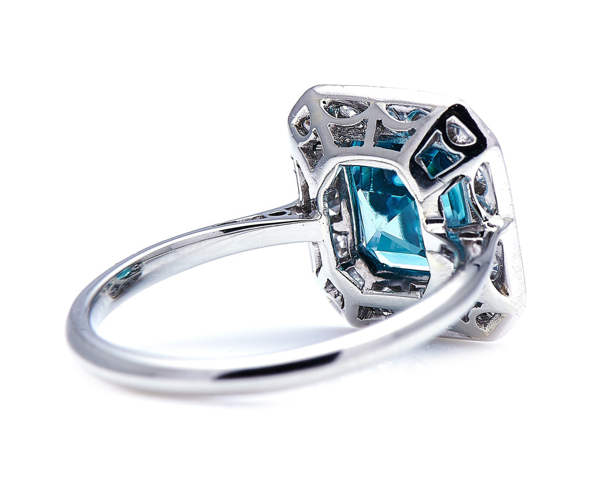 Art Deco, 18ct white gold, zircon and diamond ring