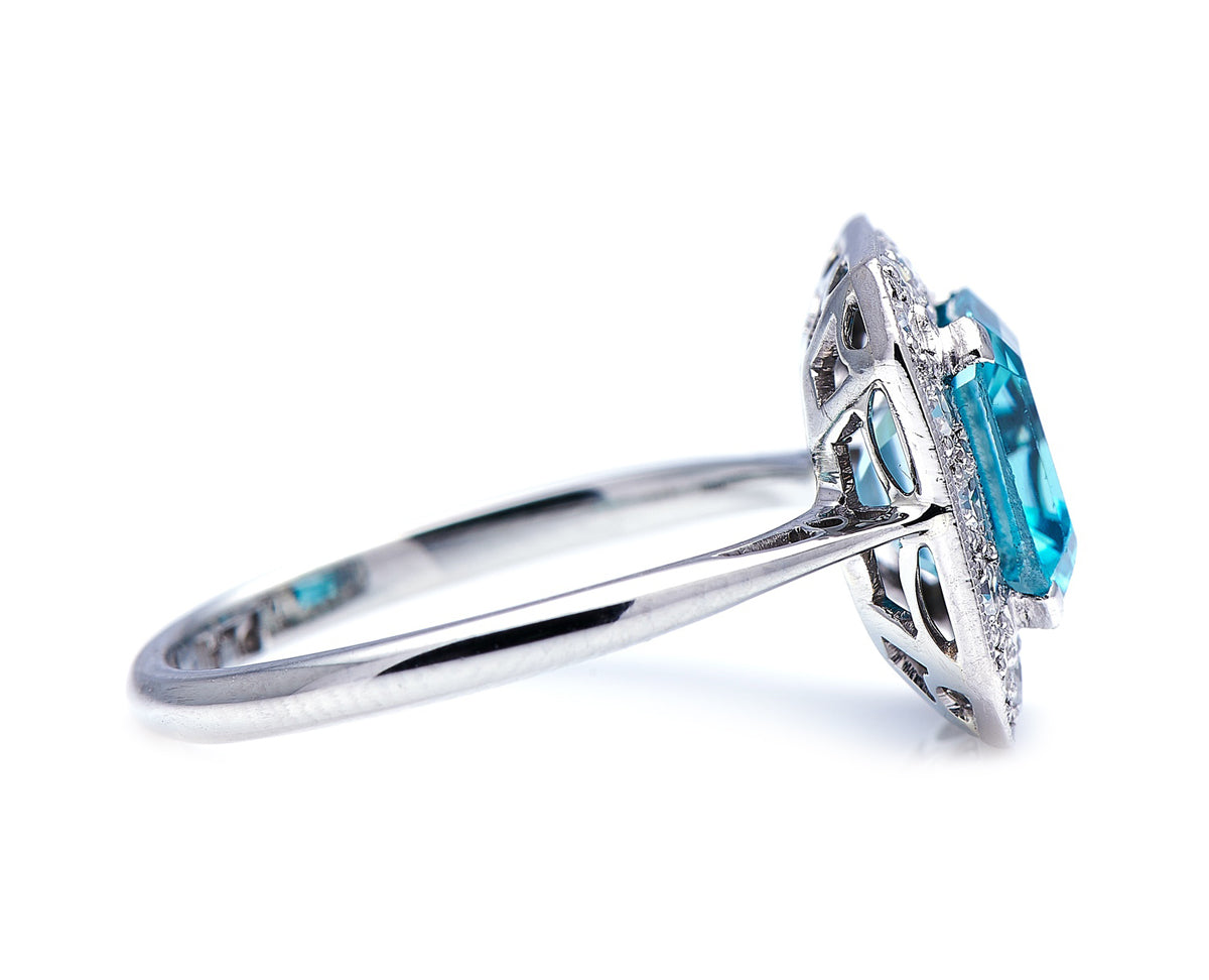 Art Deco, 18ct white gold, zircon and diamond ring