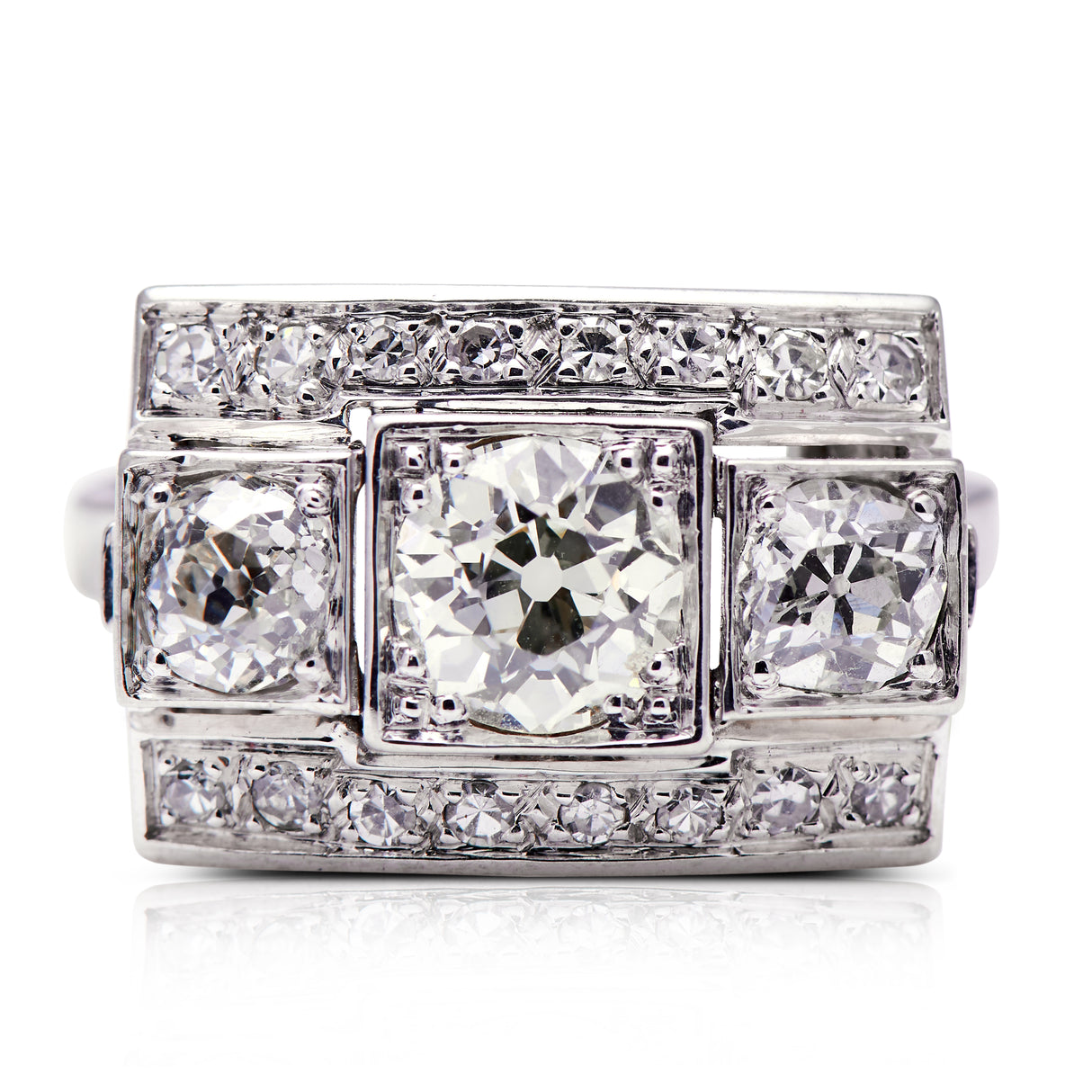 Art Deco, 1930s, platinum, diamond plaque engagement ring