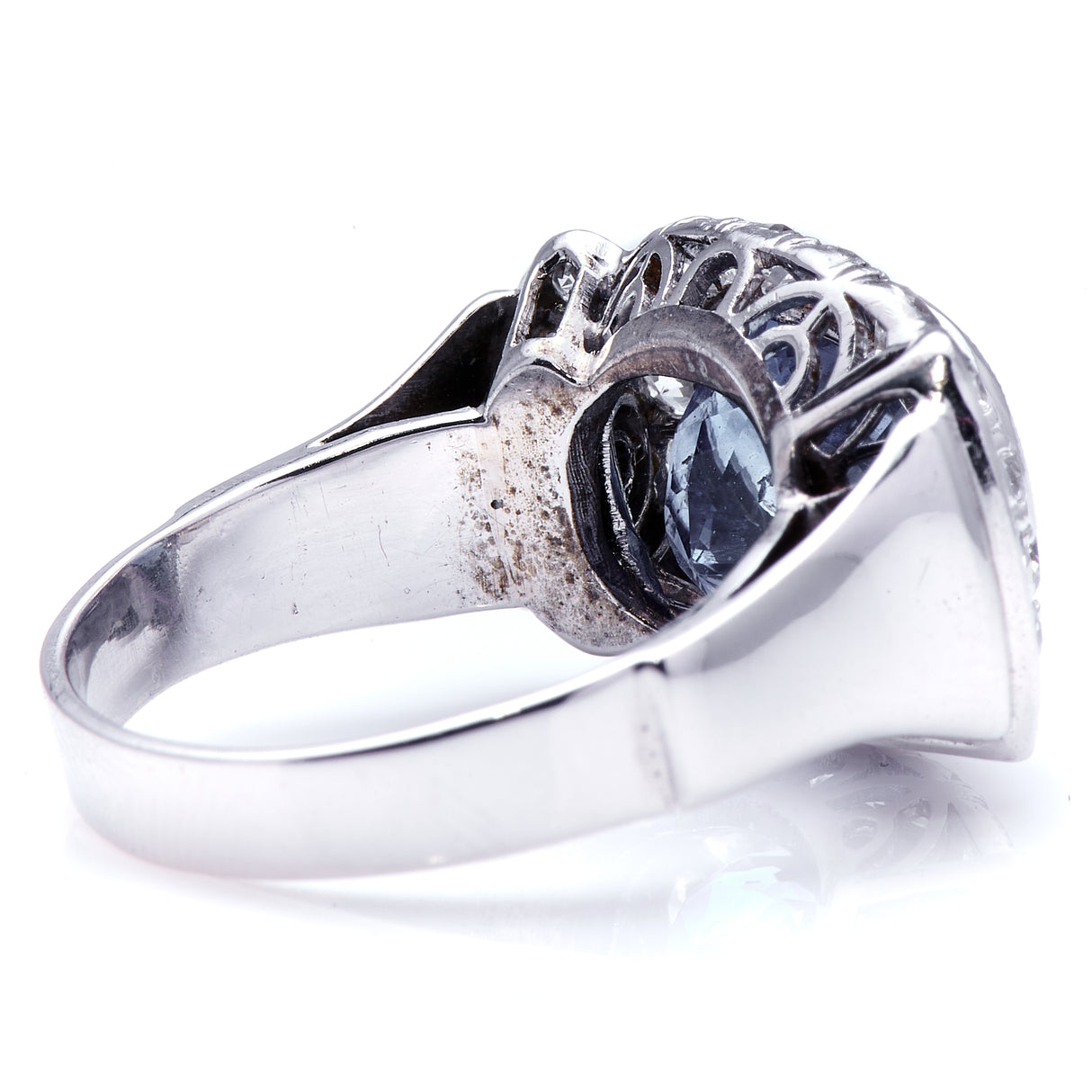 Art Deco, Austrian, 5ct Sapphire and Diamond Cluster Ring | Antique Rings | Antique Ring Boutique | Vintage Engagement Rings | Antique Engagement Rings | Antique Jewellery Company | Vintage Jewellery