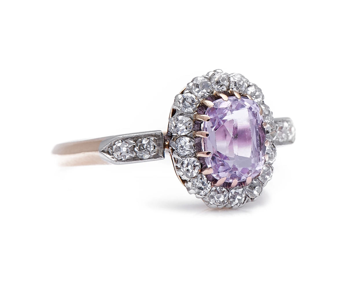 Art Deco, Germn, 14ct rose gold, pink topaz and diamond engagement ring