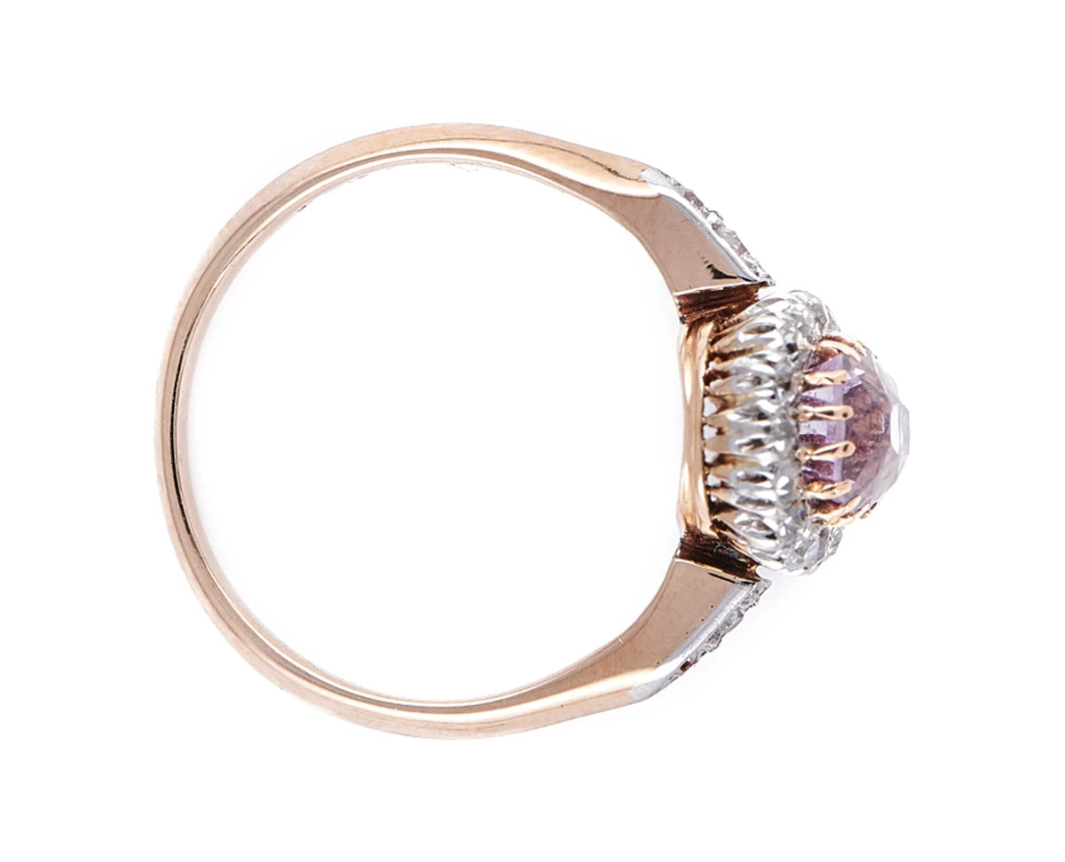 Art Deco, Germn, 14ct rose gold, pink topaz and diamond engagement ring