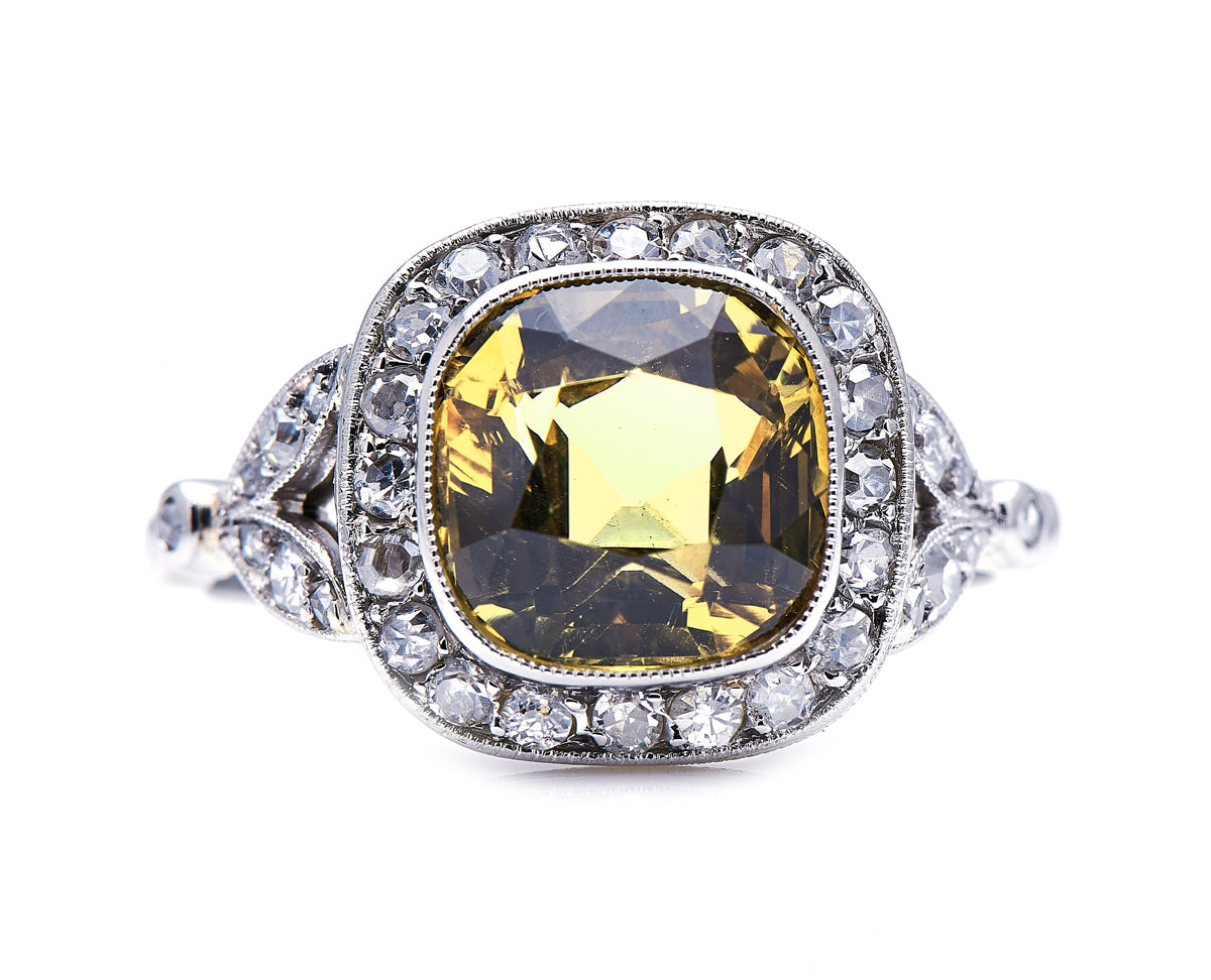 Platinum, chrysoberyl and diamond cluster ring