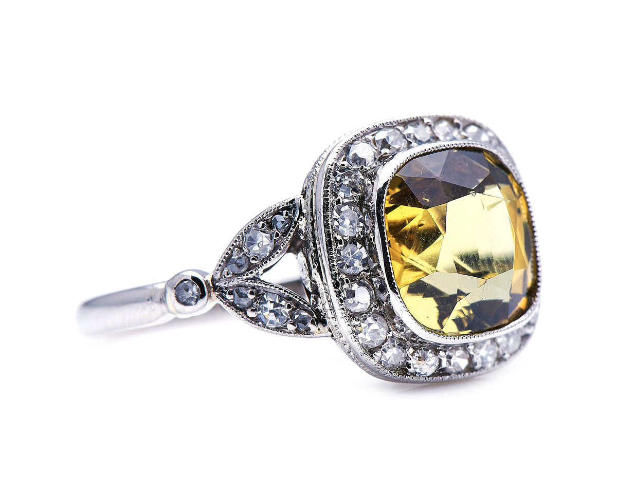 Platinum, chrysoberyl and diamond cluster ring