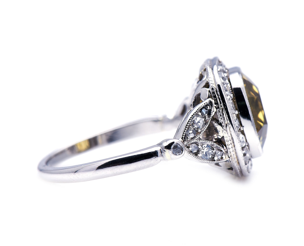 Platinum, chrysoberyl and diamond cluster ring