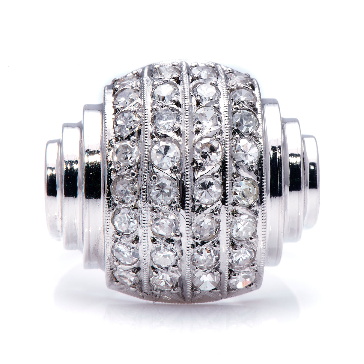 Art Deco, platinum, diamond bombé ring