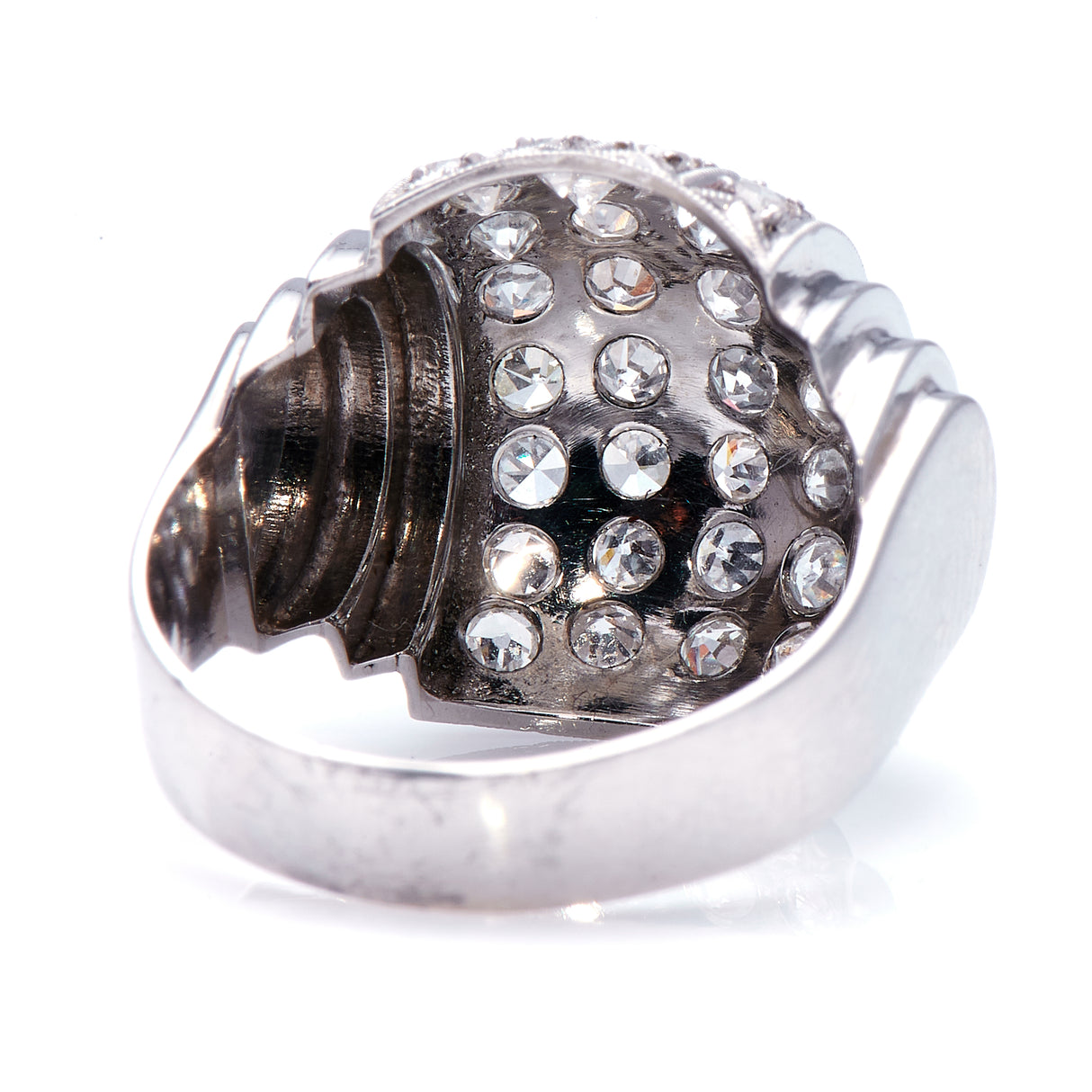 Art Deco, platinum, diamond bombé ring