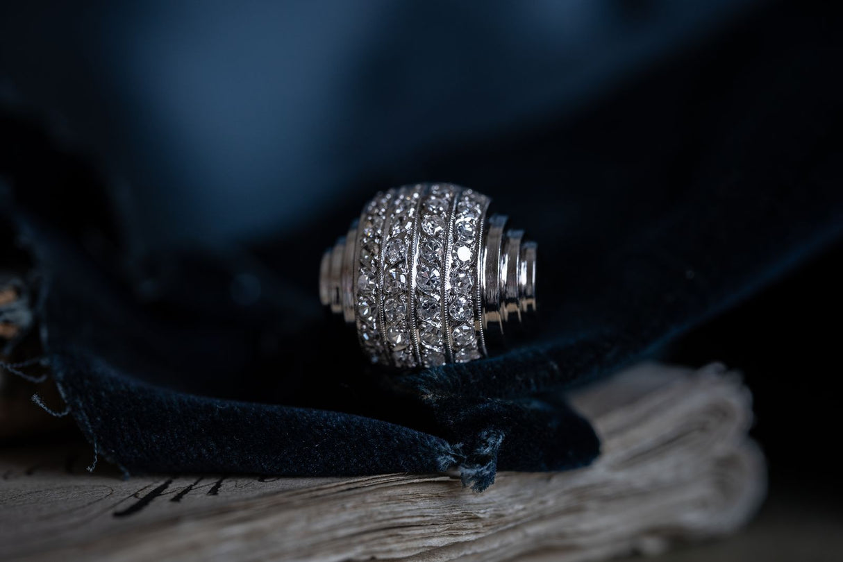 Art Deco, platinum, diamond bombé ring