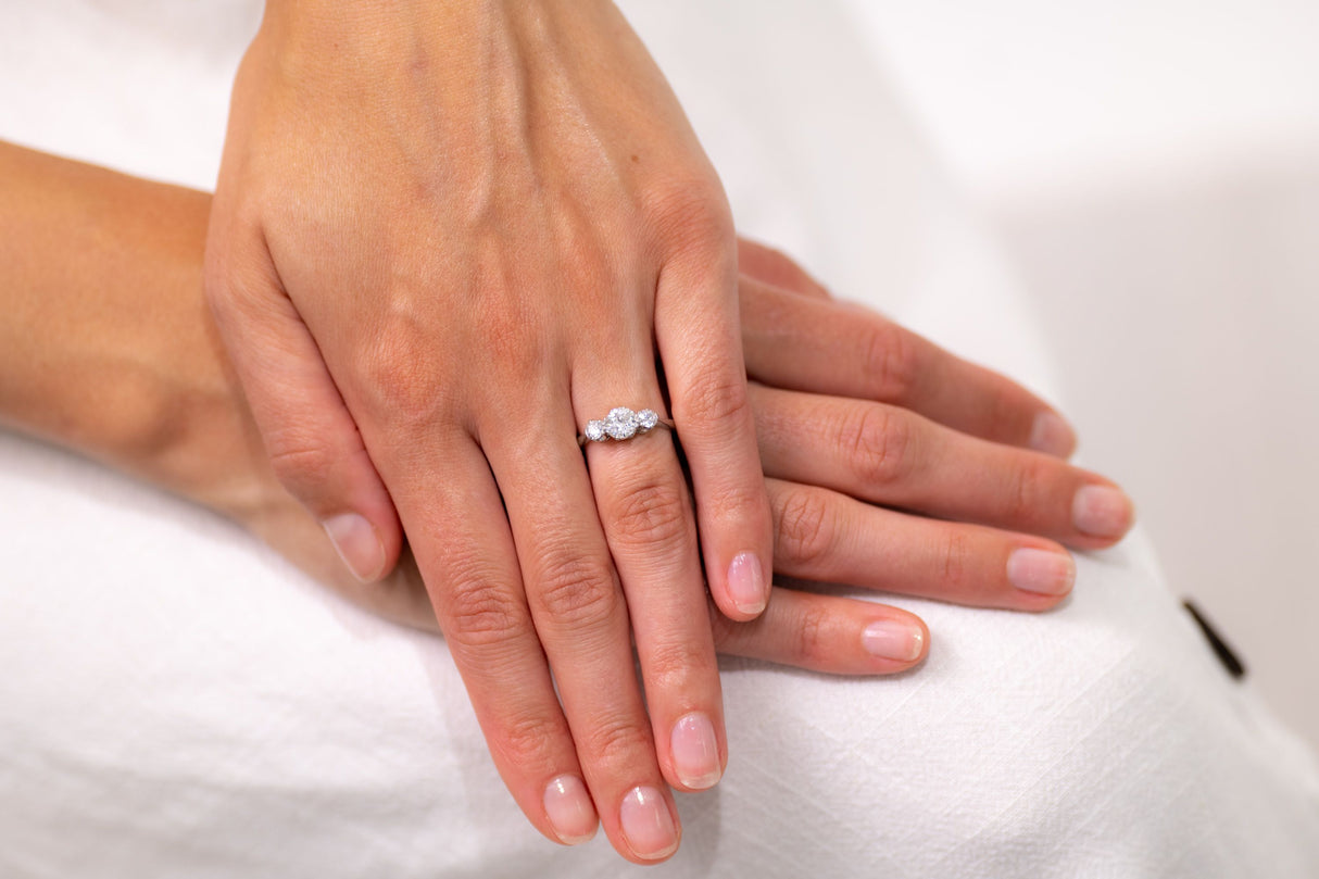 Art Deco, Platinum, Diamond Three Stone Ring