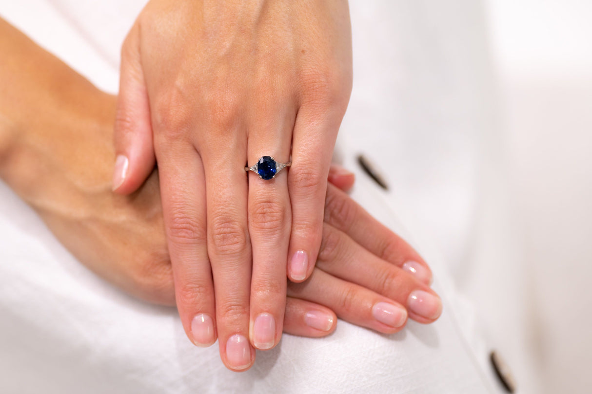 Art Deco, Platinum, Sapphire and Diamond Ring