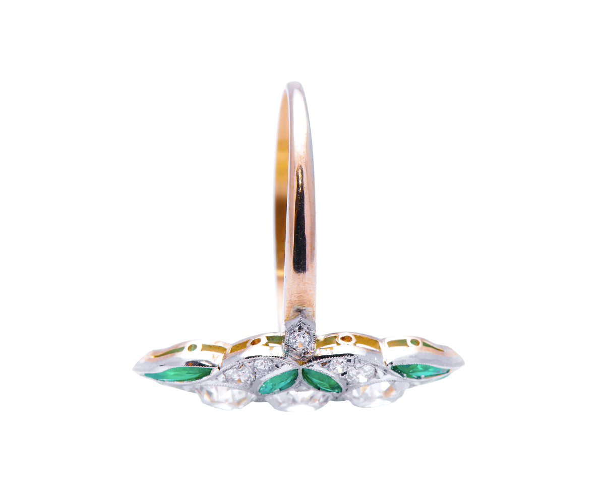 Art Nouveau, 18ct Gold, Emerald and Diamond Ring Antique Engagement Rings | Antique Emerald Rings | Emerald Engagement Rings | Emerald and Diamonds Rings | Diamond Engagement Rings | Antique Rings | Antique Ring Boutique | Vintage Engagement Rings | Antique Engagement Rings | Antique Jewellery company | Vintage Jewellery