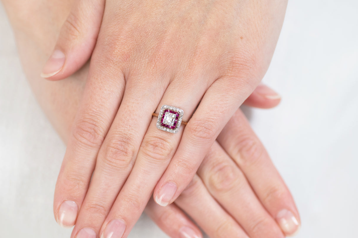 Antique_Vintage_Art_Deco_Ruby_Diamond_Ring Art Deco, French, 18ct Gold, Diamond and Ruby Ring | Vintage Engagement Rings | Antique Engagement Ring | Antique Rings | Vintage Rings Ruby rings. Ruby ring. Ruby and diamond rings. Ruby engagement ring. Ruby engagement rings.Ruby and diamond engagement ring. Ruby and diamond engagement rings. Platinum Ruby ring. Antique Ruby ring.