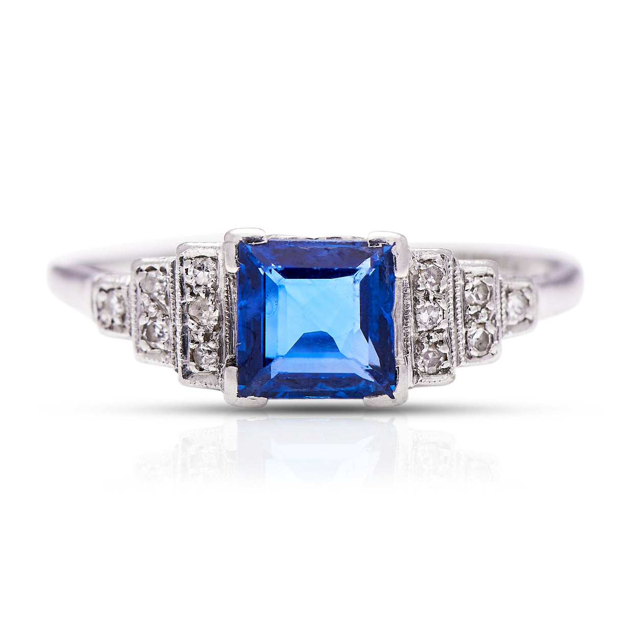 Art Deco, platinum, sapphire and diamond ring