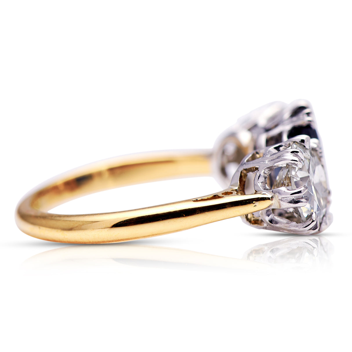 Art Deco | 1920s, large sapphire and diamond three stone ring