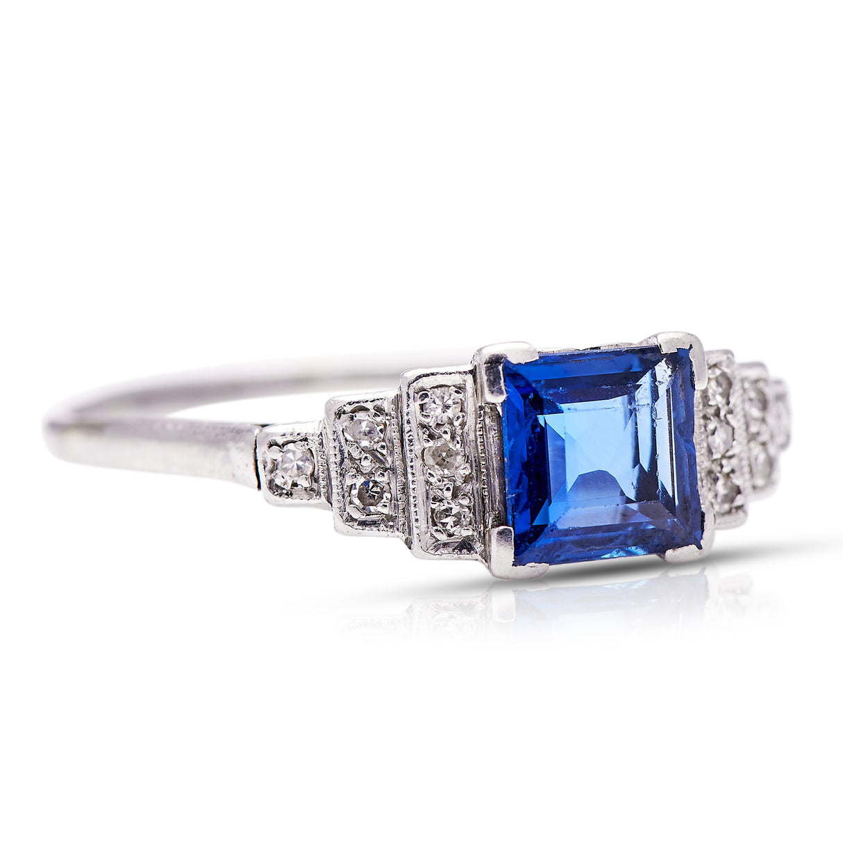 Art Deco, platinum, sapphire and diamond ring