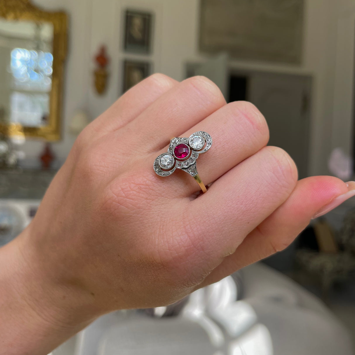 Antique, Belle Époque ruby & diamond ring