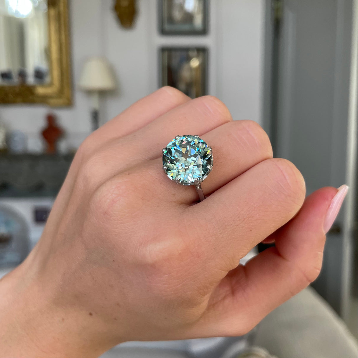 Belle Époque, platinum, zircon & diamond ring