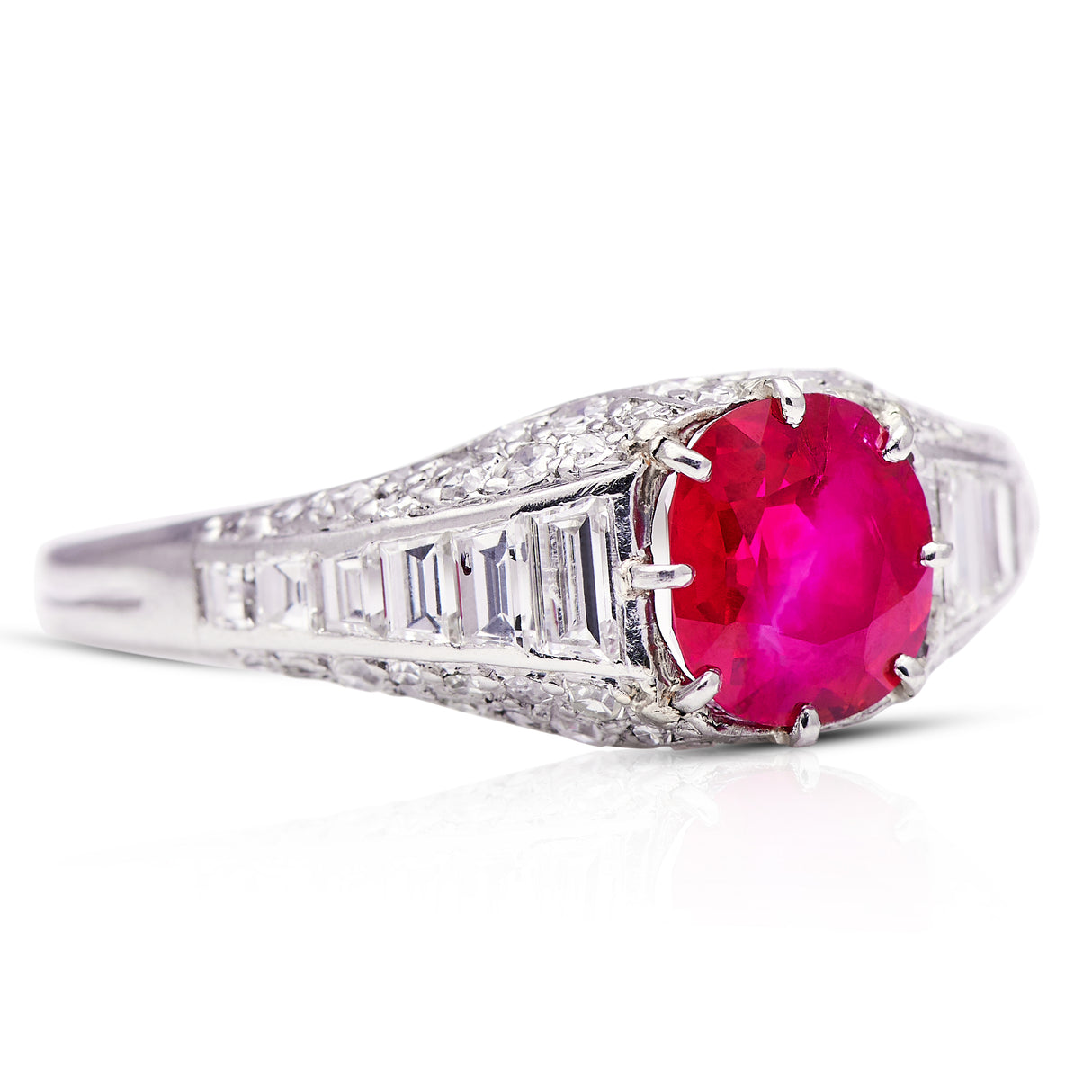 Art Deco, Burmese ruby & diamond ring