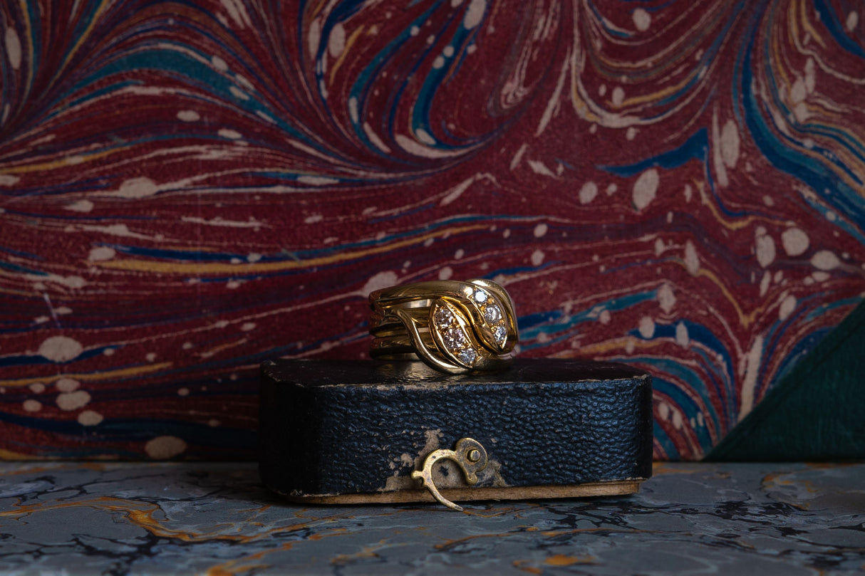 Victorian, French, 18ct gold, diamond snake ring