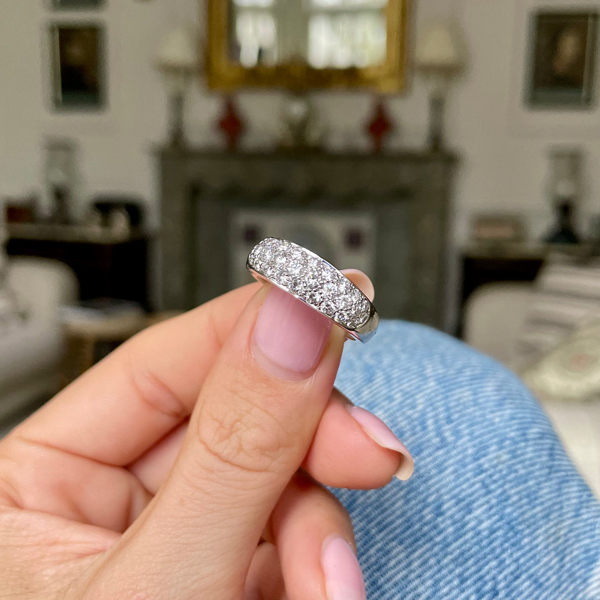 Vintage, 2000s pavé-set diamond band, 18ct white gold