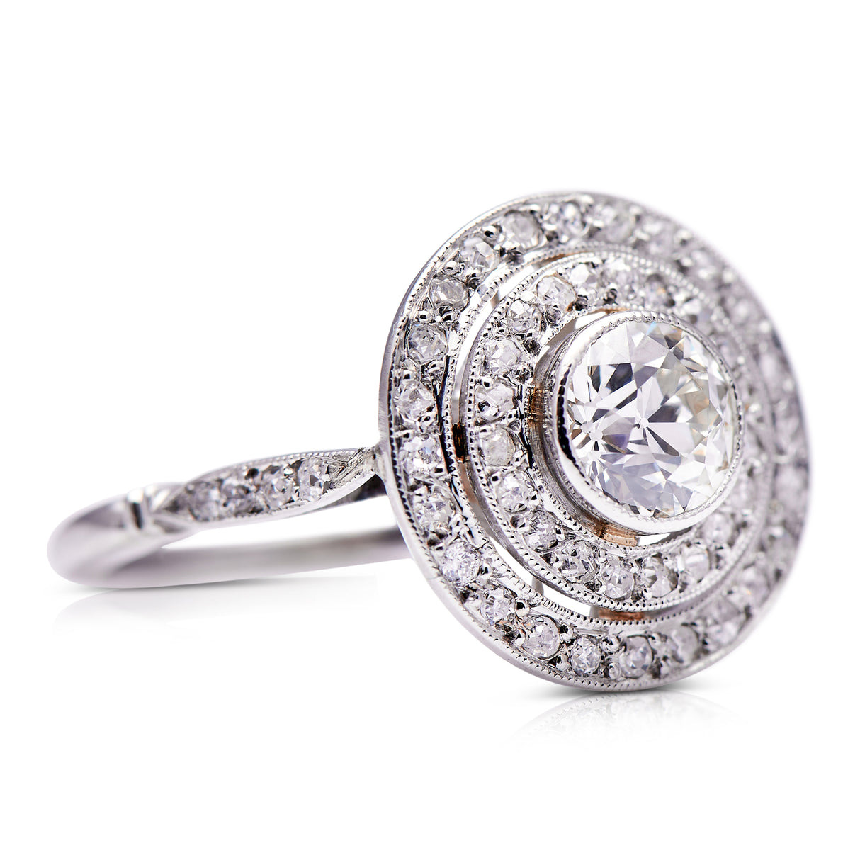 Antique | Art Deco, platinum, diamond target ring