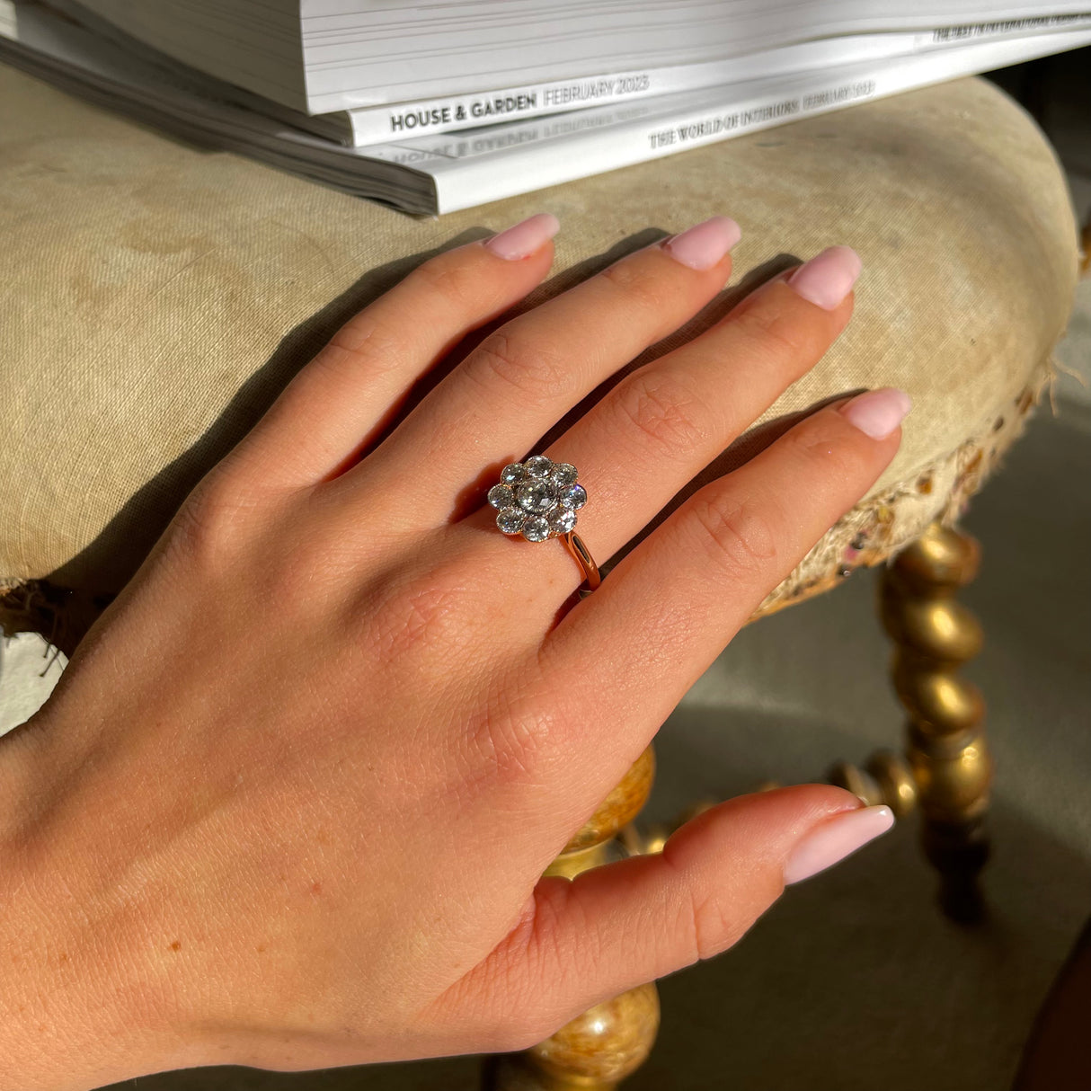 Antique, Edwardian diamond daisy cluster ring