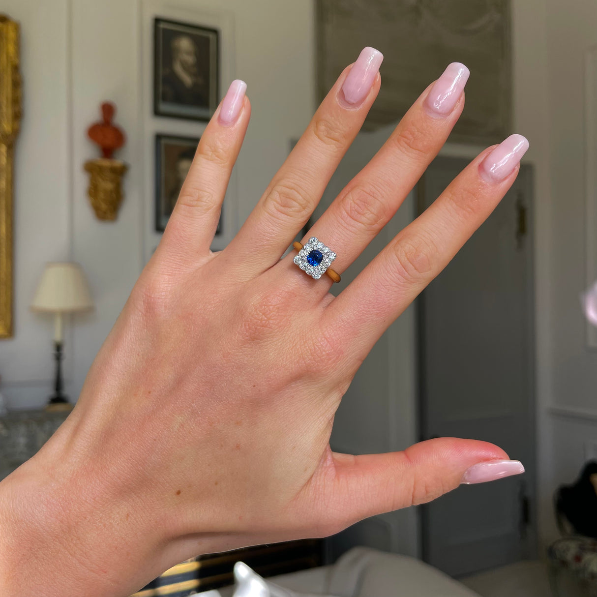 Edwardian, sapphire & diamond cluster ring