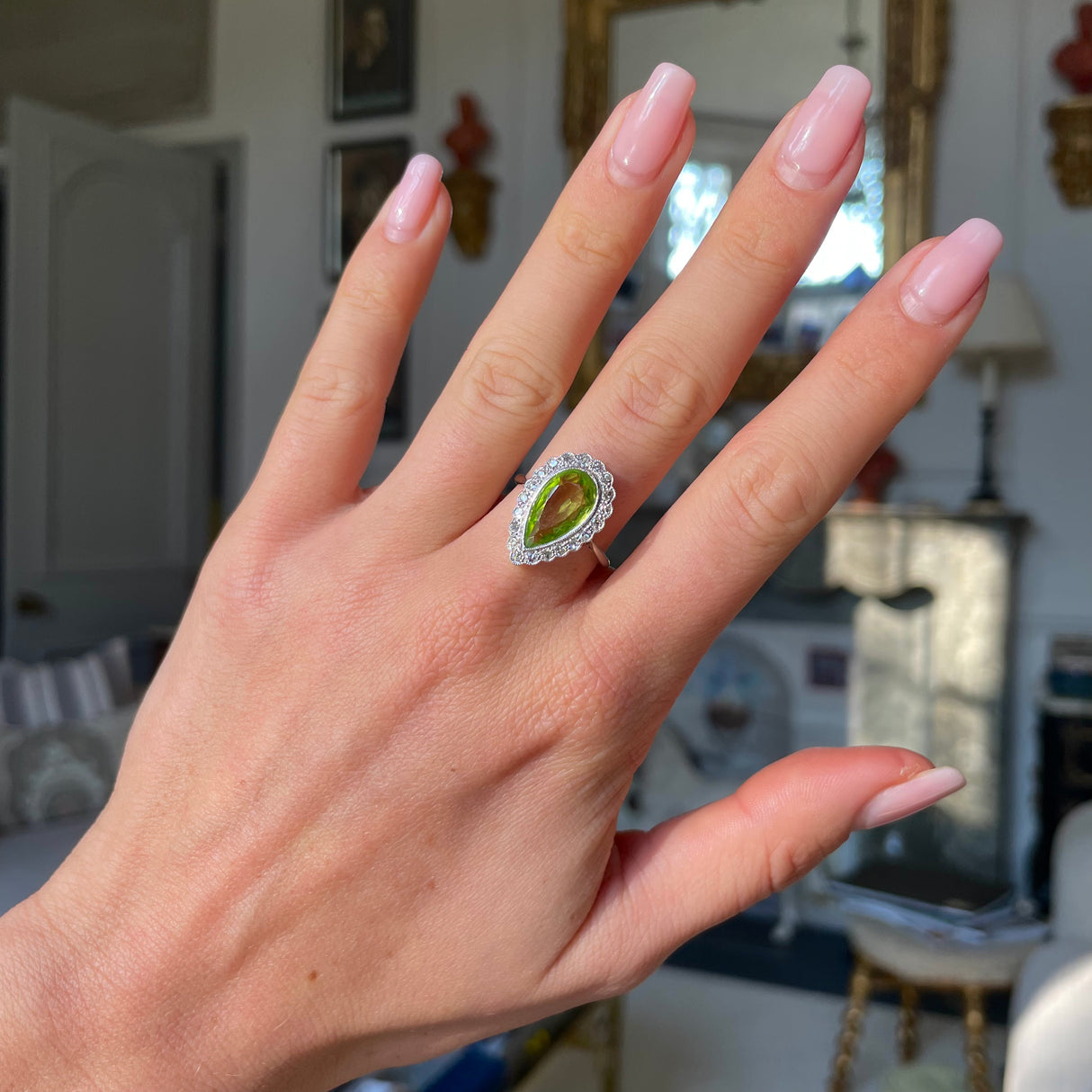 ON HOLD | Edwardian, peridot & diamond cluster ring