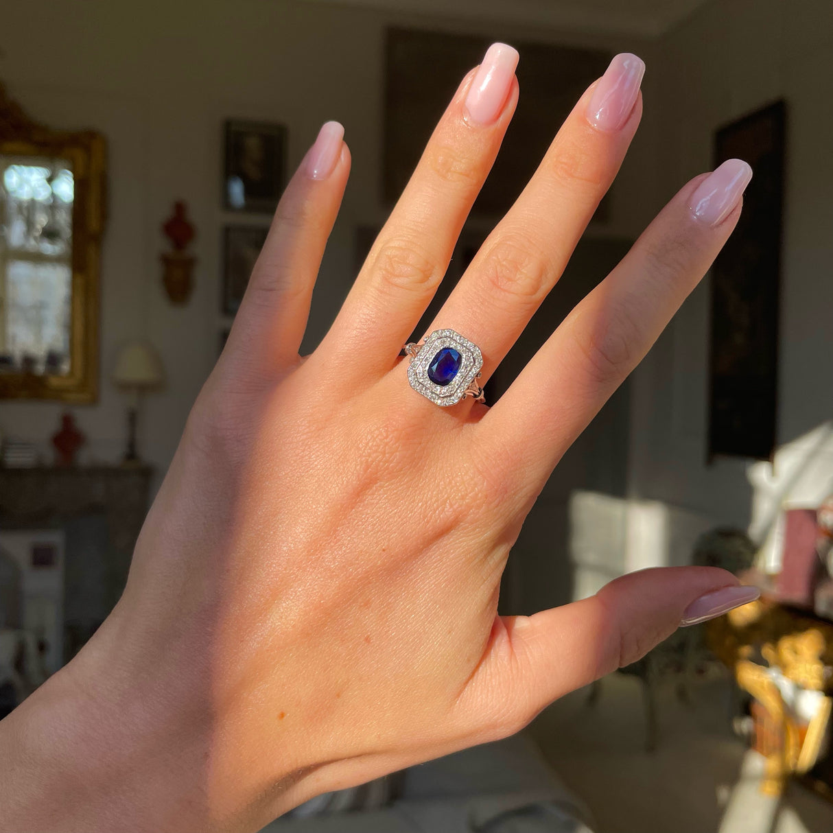 Beautiful design | Edwardian, sapphire & diamond cluster ring