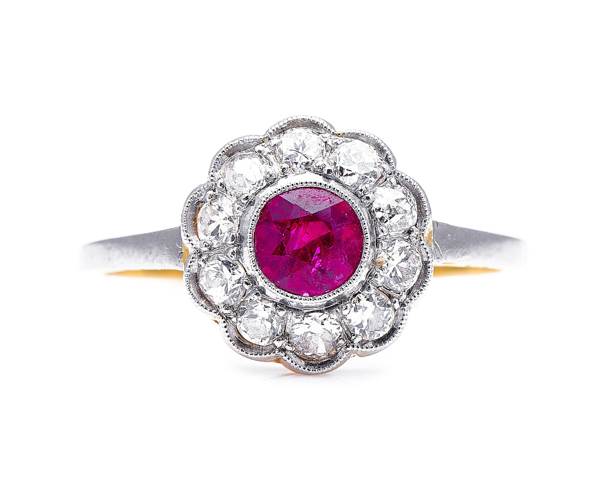 Edwardian, 18ct gold, ruby and diamond engagement ring