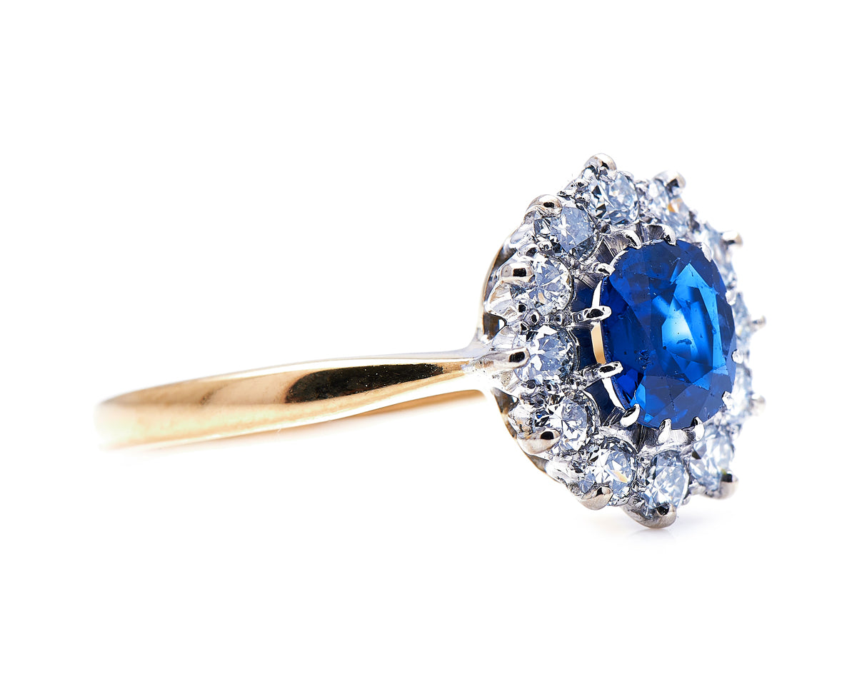 Edwardian, 18ct Gold, Sapphire and Diamond Cluster Ring
