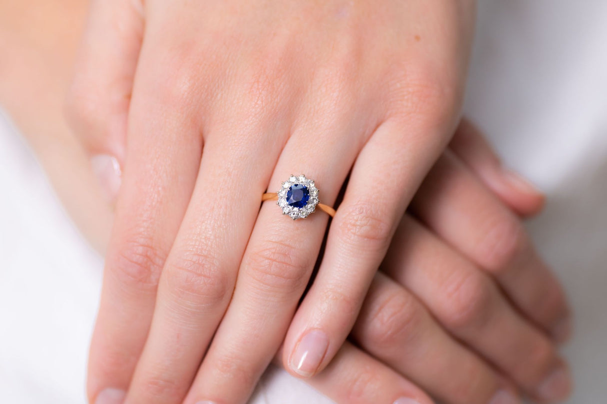 Sapphire and Diamond Ring. Antique Ring Boutique | Vintage Jewelry |Untreated Gemstone Rings | Antique Engagement Rings | Art Deco Rings | Antique Rings | Antique Jewellery Company