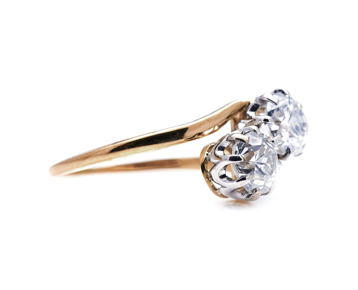 Edwardian, 18ct gold, 'toi et moi' diamond ring