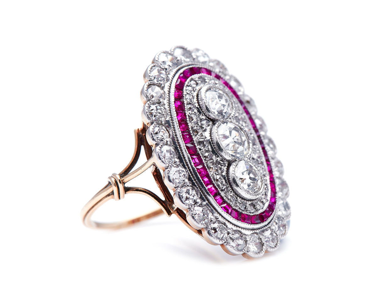 Edwardian, 18ct gold and platinum, ruby and diamond ring