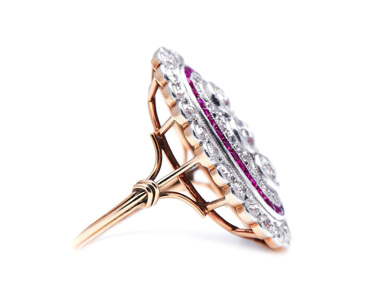 Edwardian, 18ct gold and platinum, ruby and diamond ring