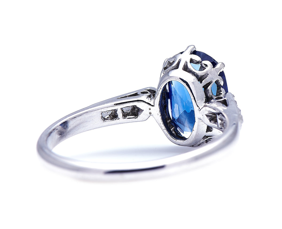 Edwardian, 18ct white gold, Burmese sapphire and diamond ring