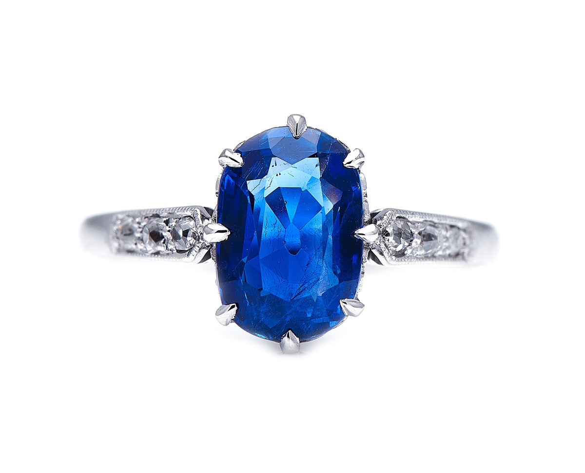 Edwardian, 18ct white gold, Burmese sapphire and diamond ring