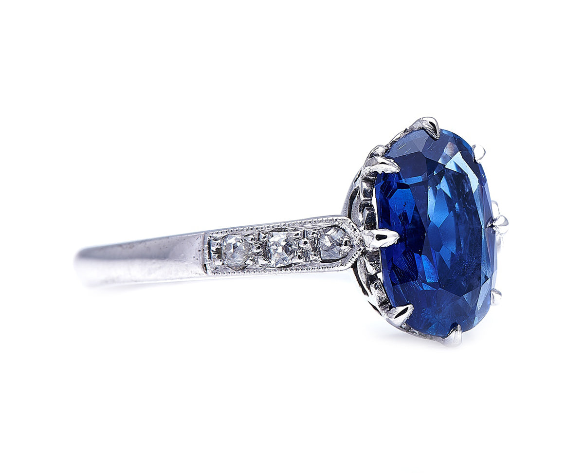 Edwardian, 18ct white gold, Burmese sapphire and diamond ring