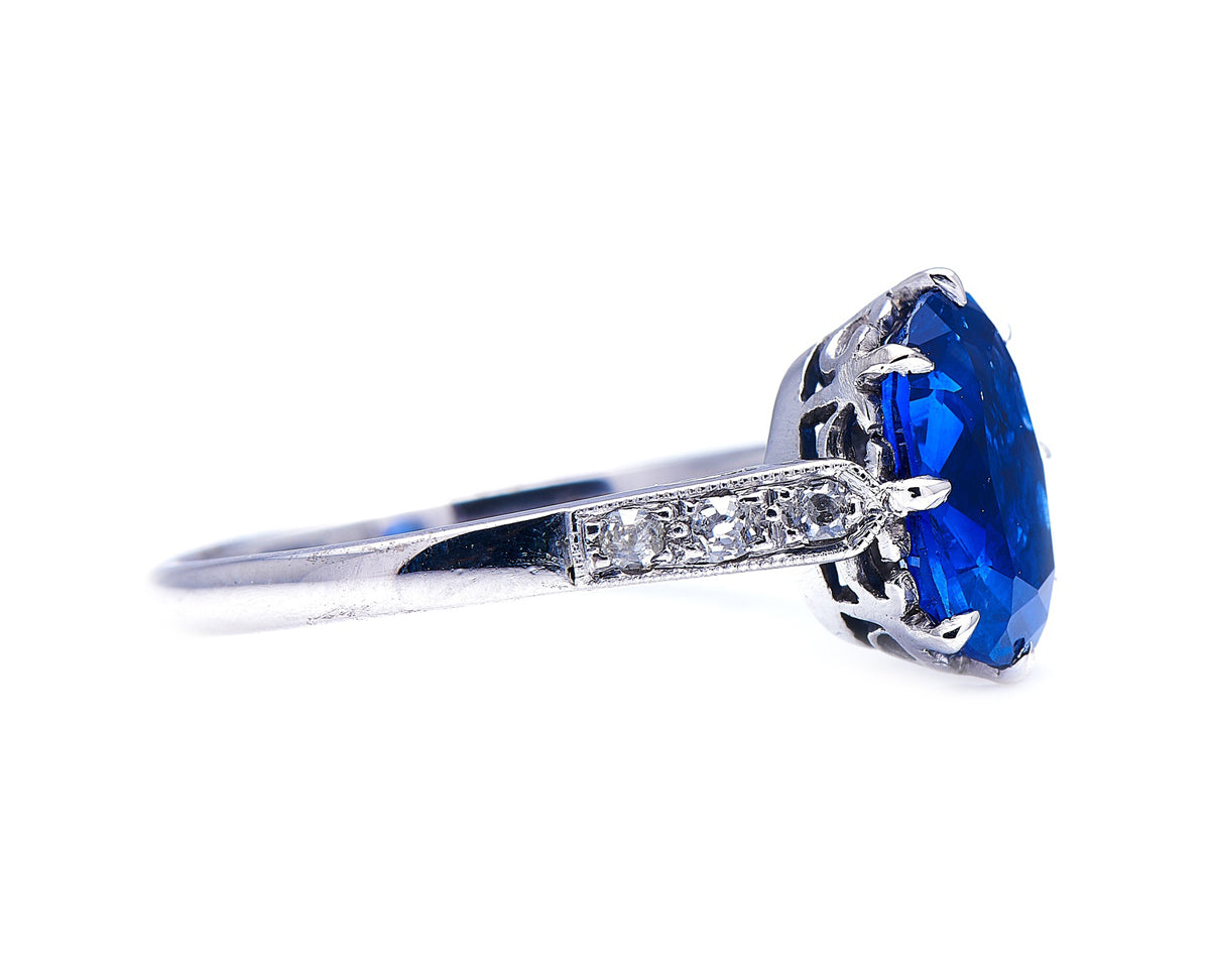 Edwardian, 18ct white gold, Burmese sapphire and diamond ring