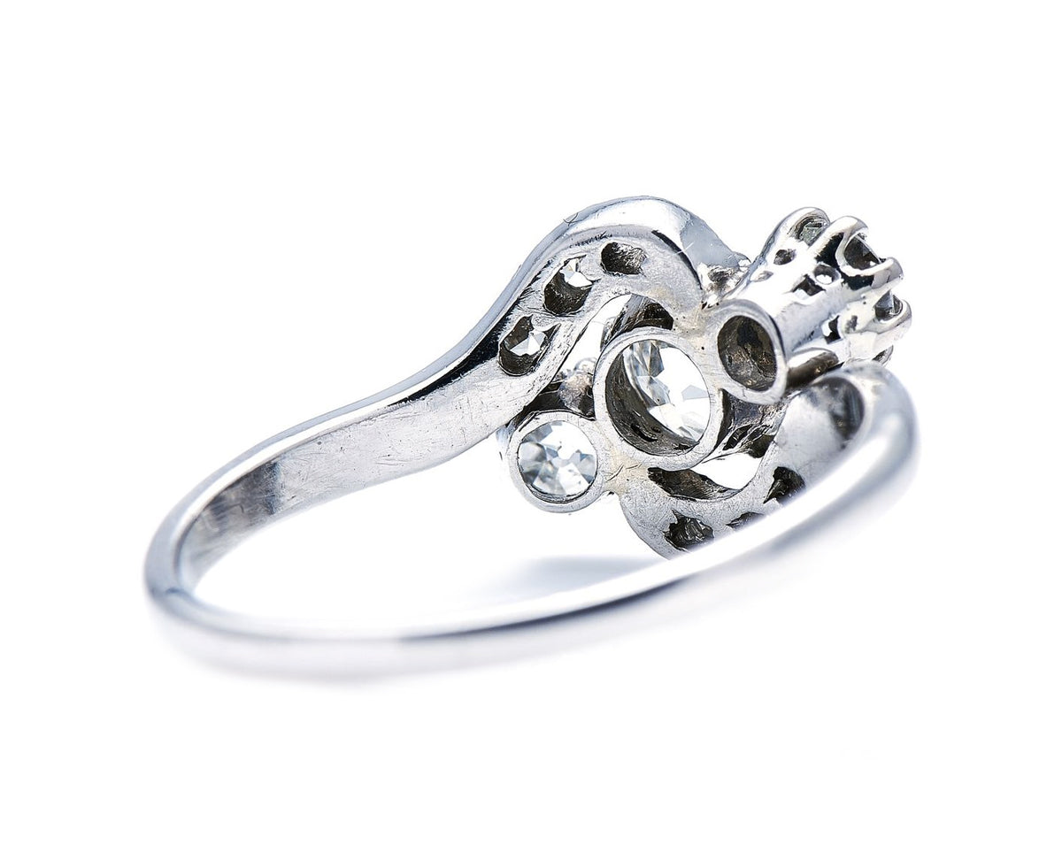 Edwardian, 18ct white gold, diamond twist ring